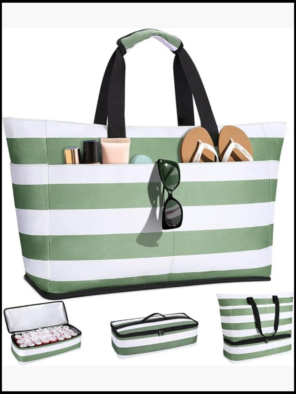 Large 54L Family Beach Bag Detachable Cooler Waterproof Sandproof Duffle Tote